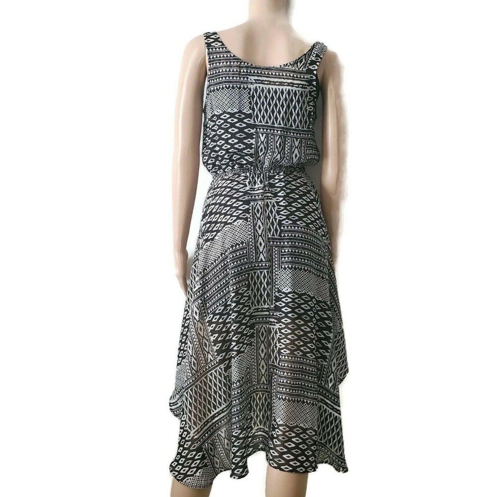 Fire Los Angeles Women’s Sleeveless Summer Dress Geometric Black White Sz Small - Picture 15 of 16
